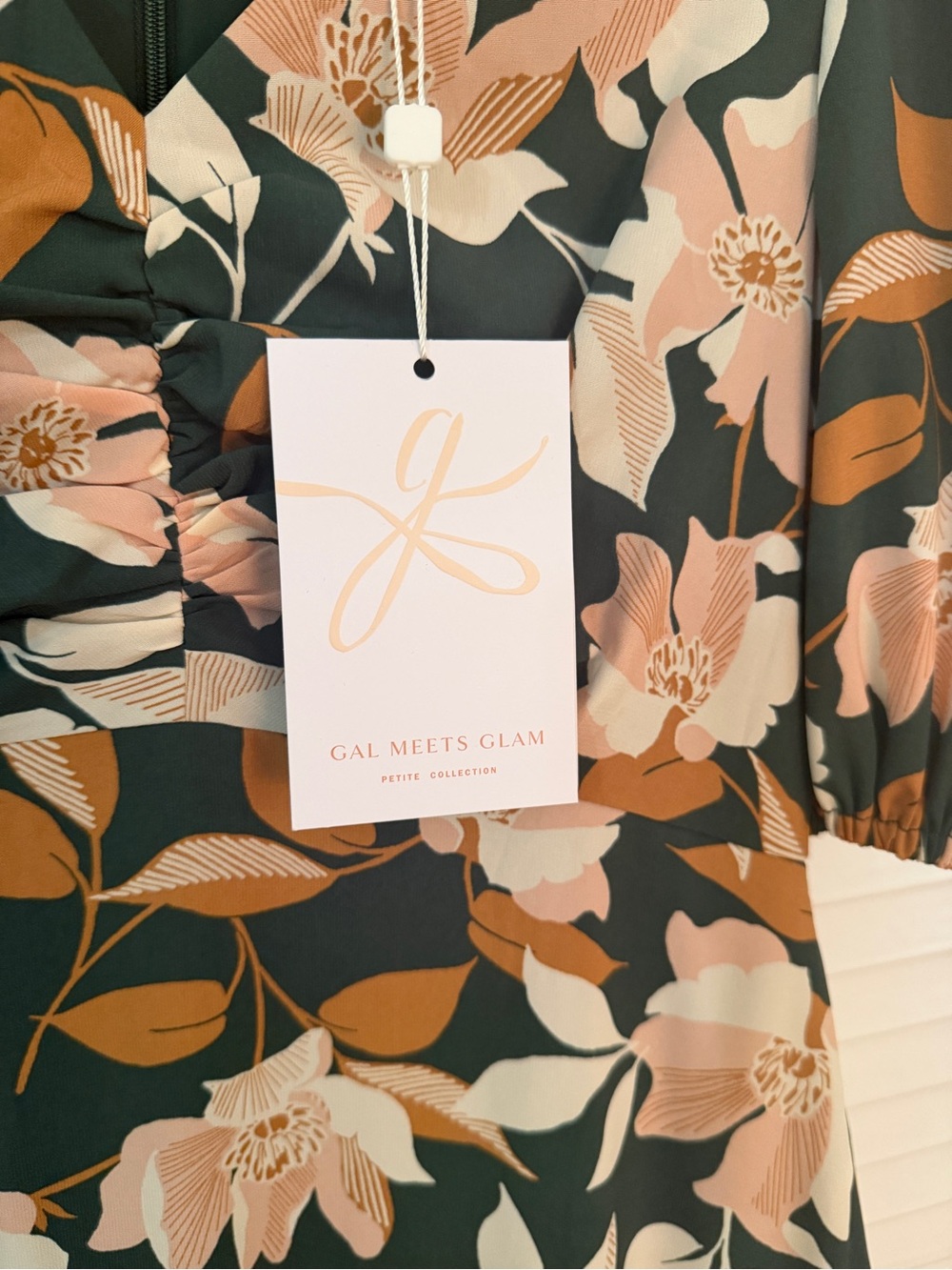 Gal Meets Glam Tegan Forest Green Floral Tiered Dress - Picture 4 of 5